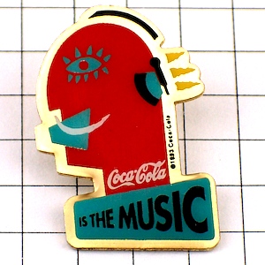 ピンバッジ・コカコーラは音楽ヘッドフォンで聴く COCA-COLA IS-THE-MUSIC