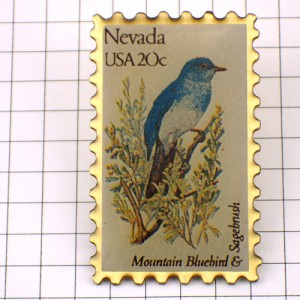 ピンバッジ・ネバダ州の鳥アメリカ切手型/USA郵便局 NEVADA STATE STAMP USA