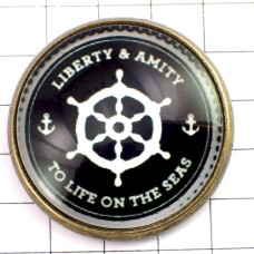 ピンバッジ・船のカジ舵ボート船