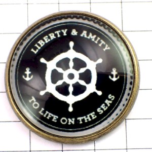 ピンバッジ・船のカジ舵ボート船