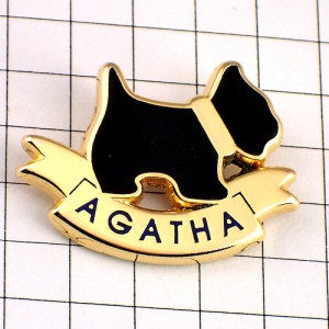 ピンバッジ・アガタの黒いテリア犬ジュエリー宝石 AGATHA