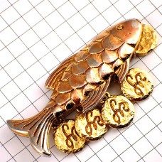 ピンバッジ・金色の魚ゴールド金メダル４個