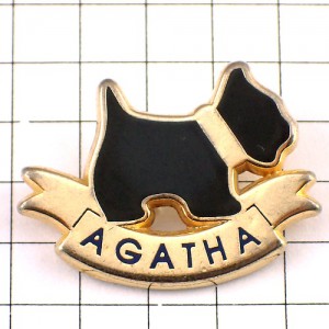 ピンバッジ・アガタの黒いテリア犬ジュエリー宝石 AGATHA