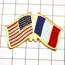 ピンバッジ・アメリカ星条旗フランス国旗トリコロール USA FRANCE FLAG