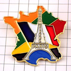 ピンバッジ・トリコロール国旗エッフェル塔フランス地図型 EIFFEL-TOWER PARIS FLAG MAP FRANCE