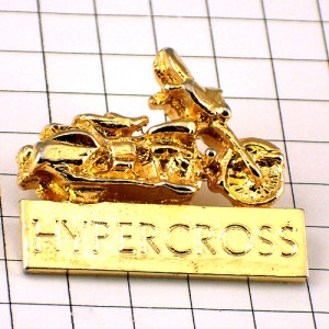 ピンバッジ・バイク二輪オートバイ金色ハイパークロス文字 HYPERCROSS