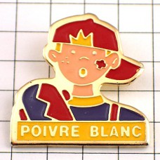 ピンバッジ・赤いばんそうこうスケボー子供 POIVRE-BLANC FRANCE