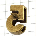 ピンバッジ・NEW!数字「５」アンティーク真鍮色