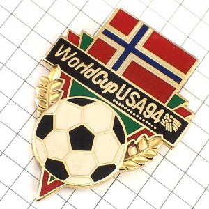 ピンバッジ・サッカーワールドカップ1994アメリカ大会ノルウェー国旗ボール球ノルウェイ国