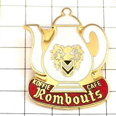 ピンバッジ・コーヒー白ポット紋章ロンボウツ社 CAFE-ROMBOUTS KOFFIE BELGIUM