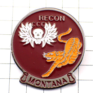 ピンバッジ・虎とドクロ翼ベトナム戦争アメリカ軍特殊部隊ミリタリー/USA RECON MONTANA