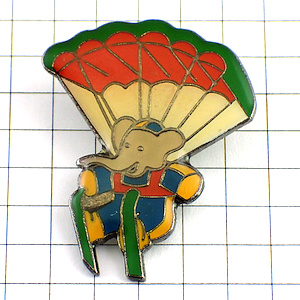 ピンバッジ・ぞうのババールのスキー象パラシュート絵本 BABAR