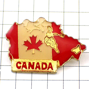 ピンバッジ・カナダ楓カエデ国旗柄の地図 CANADA MAP FLAG