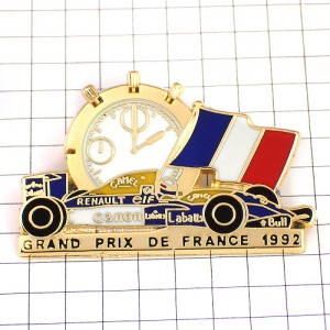 ピンバッジ・フランス国旗F1グランプリ時計ルノー車 RENAULT FRANCE