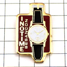 ピンバッジ・イノタイム黒いベルトの腕時計 INOTIME FRANCE