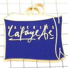 ピンバッジ・ギャラリーラファイエット青のバッグ紙袋 GALERIES-LAFAYETTE PARIS