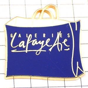 ピンバッジ・ギャラリーラファイエット青のバッグ紙袋 GALERIES-LAFAYETTE PARIS