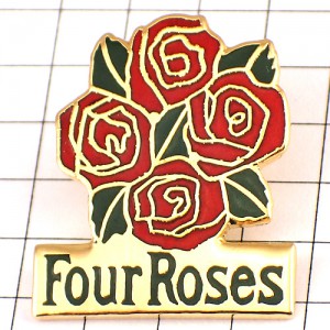 ピンバッジ・フォアローゼズ酒バーボンウイスキーローズ薔薇バラの花フォアロゼ FOUR-ROSES BOURBON WHISKY