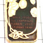 ピンバッジ・ペリエジュエ瓶シャンパーニュ酒ベルエポック花ガレのアネモネ一本 PERRIER-JOUET BELLE-EPOQUE CHAMPAGNE FRANCE