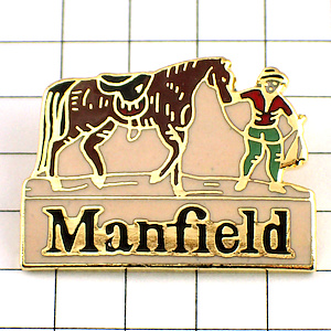 ピンバッジ・鞄や靴マンフィールド馬をひく人 MANFIELD BAGS