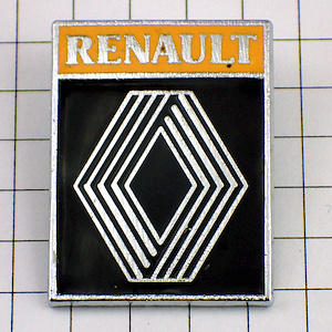 ピンバッジ・ルノー車ロゴ黄色の社名 RENAULT FRANCE