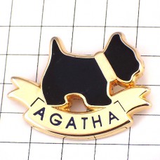 ピンバッジ・アガタの黒いテリア犬ジュエリー宝石 AGATHA