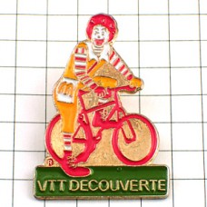 ピンバッジ・マクドナルド自転車に乗るドナルドＭ RONALD MC-DONALDS