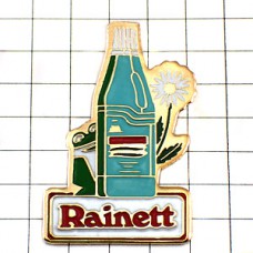 ピンバッジ・緑蛙カエル洗剤ボトル花 RAINETT