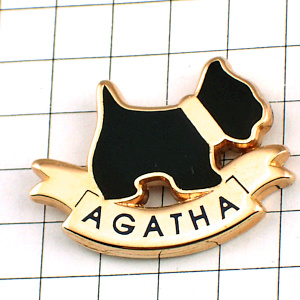 ピンバッジ・アガタの黒いテリア犬ジュエリー宝石 AGATHA PARIS FRANCE