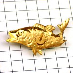 ピンバッジ・金色ゴールドの魚