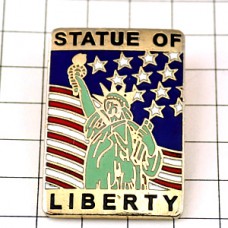 ピンバッジ・ニューヨーク自由の女神アメリカ国旗/USA星条旗 NEW-YORK STATUE-OF-LIBERTY FLAG