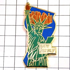 ピンバッジ・自由の女神ニューヨーク/USAアメリカ摩天楼 NEW-JERSEY MAP USA STATUE-OF-LIBERTY