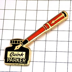 ピンバッジ・パーカーの万年筆とインク壺 PARKER QUINK