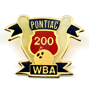 ピンバッジ・ボウリングのピン２本と球ボール200/ＷＢＡ  PONTIAC