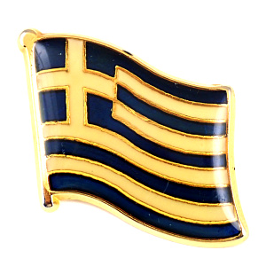 ピンバッジ・ギリシャの国旗ブルー白十字と横縞 GREECE HELLENIC-REPUBLIC FLAG