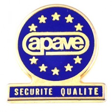 ピンバッジ・セキュリティ保安ユーロEU欧州連合の旗の星 APAVE SECURITY SAFETY QUALITY CONTROL EUROPE FLAG