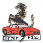 ピンバッジ・フェラーリF355赤い車シルバー銀色の馬 FERRARI-355 ITALIA