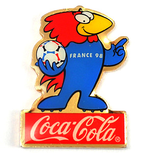 ピンバッジ・サッカーワールドカップ1998年フランス大会フティックス雄鶏コカコーラ