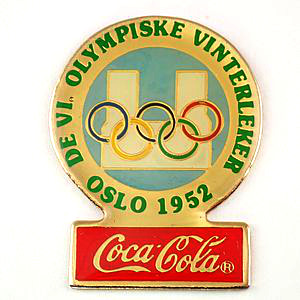 ピンバッジ・オリンピック五輪オスロ1952年コカコーラ広告 OSLO-1952 NORWAY