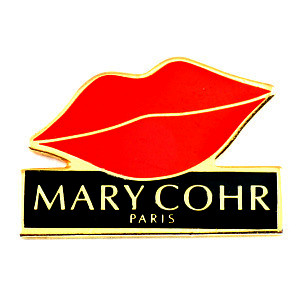 ピンバッジ・口紅マリコール化粧品エステコスメ赤い唇 MARY-COHR PARIS FRANCE