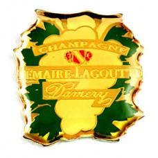 ピンバッジ・シャンパーニュ酒ブドウと葉っぱ CHAMPAGNE-LEMAIRE-LAGOUTTE FRANCE