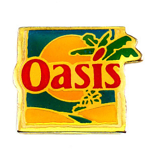 ピンバッジ・オアシスのやしの木と太陽 OASIS