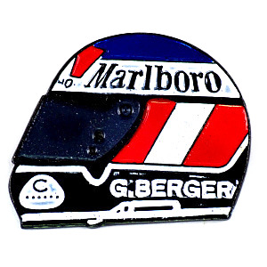 ピンバッジ・ベルガーF1パイロット車レース選手 MARLBORO GERHARD-BERGER HELMET GERMANY