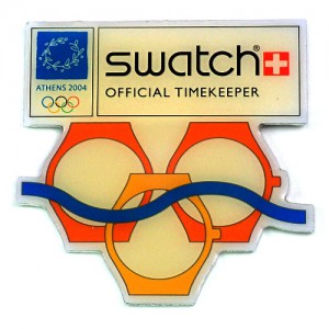 ピンバッジ・スウォッチ腕時計３つ2004年アテネ五輪スポンサー SWATCH SWISS 