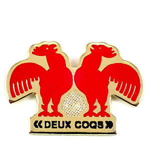 ピンバッジ・赤いニワトリ国鳥二羽 DEUX-COQS