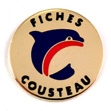 ピンバッジ・青いイルカ魚ドルフィン一頭 COMMANDANT-COUSTEAU JACQUES-YVES-COUSTEAU FRANCE