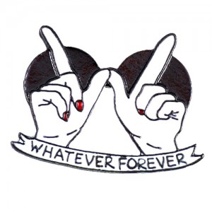 ピンバッジ・NEW!ともかくいつまでもＷの形の手 WHATEVER-FOREVER