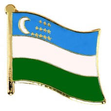 ピンバッジ・NEW!ウズベキスタン国旗デラックス薄型キャッチ付き三日月 UZBEKISTAN REPUBLIC-OF-UZBEKISTAN FLAG