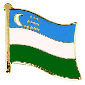 ピンバッジ・NEW!ウズベキスタン国旗デラックス薄型キャッチ付き三日月 UZBEKISTAN REPUBLIC-OF-UZBEKISTAN FLAG