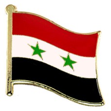 ピンバッジ・NEW!シリア国旗スター星２つデラックス薄型キャッチ付き SYRIE SYRIA FLAG